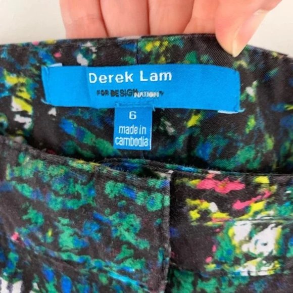 DEREK LAM FOR DESIGN NATION Ankle Chino Pants Black Multi Size 6 Cotton Stretch - Picture 5 of 6